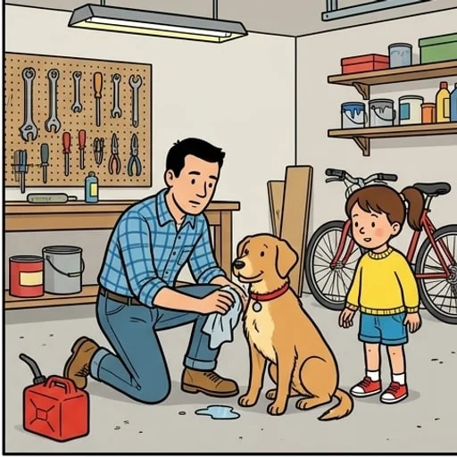 Little Girl Takes the Dog for a Walk Around the Block - illustration 2