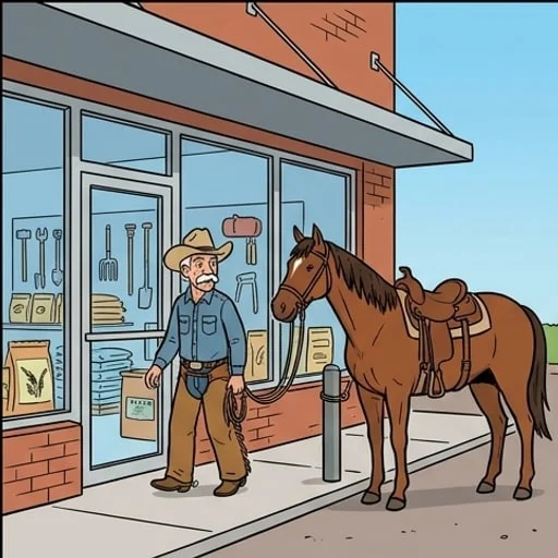 Oklahoma Cowboy Tests a Store's All Pets Welcome Sign — illustration 1