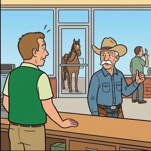 Oklahoma Cowboy Tests a Store's All Pets Welcome Sign - illustration 3