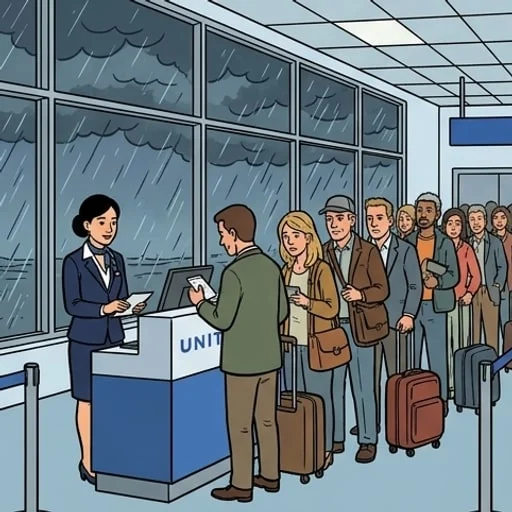 Airport check-in agent silences a first-class passenger — illustration 1