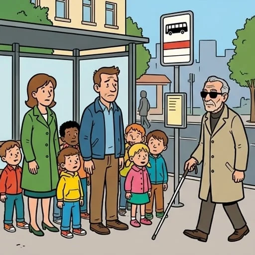Bus Stop Joke: a Family of Eleven Meets a Blind Man — illustration 1
