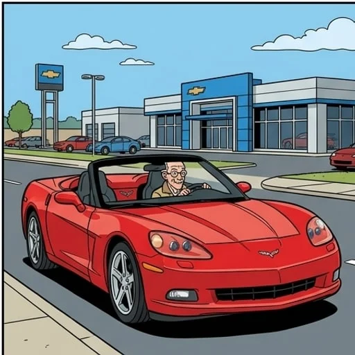 Car joke: a senior in a Corvette meets a state trooper — illustration 1
