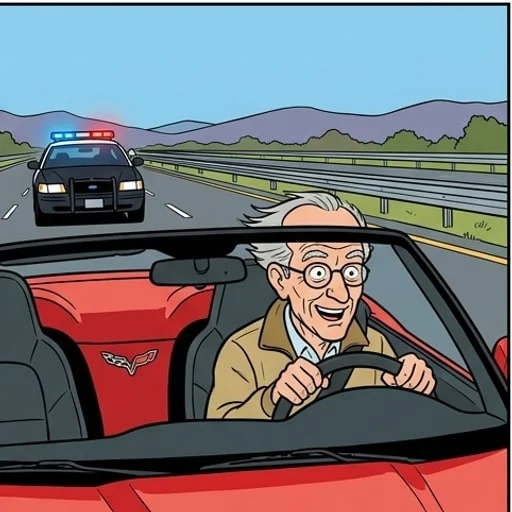 Car joke: a senior in a Corvette meets a state trooper - illustration 2