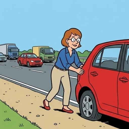 Car Trouble on the Interstate: Her Flashers Stopped Traffic — illustration 1