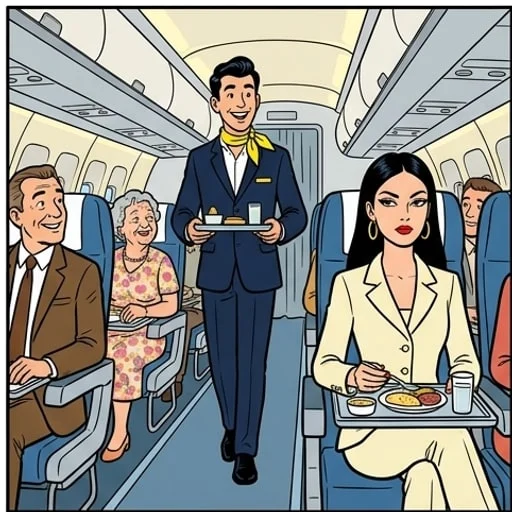Flight Attendant Handles a Princess Before Landing — illustration 1