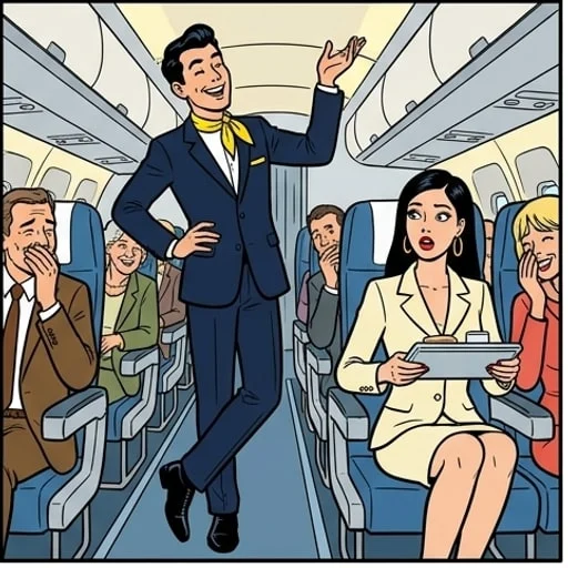 Flight Attendant Handles a Princess Before Landing - illustration 4