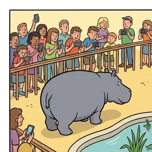 Hippo at the Zoo Releases Pressure in Front of Visitors — illustration 1