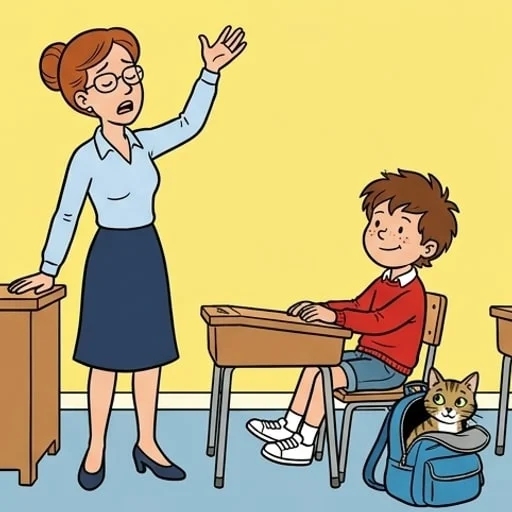 School Math Lesson: Little Johnny Counts One Cat Too Many - illustration 4
