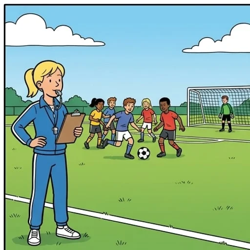 School Soccer Mix-Up: the PE Teacher and the Quiet Student — illustration 1