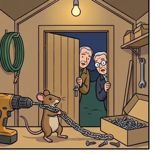 Stephen Mckears and the mouse tidying his shed at night - illustration 4