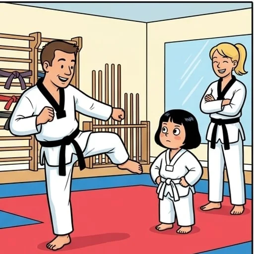 Taekwondo class takes a funny turn for one little girl - illustration 2