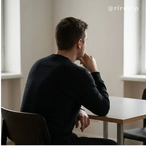 Person thinking at a table, seen from behind, solving a puzzle