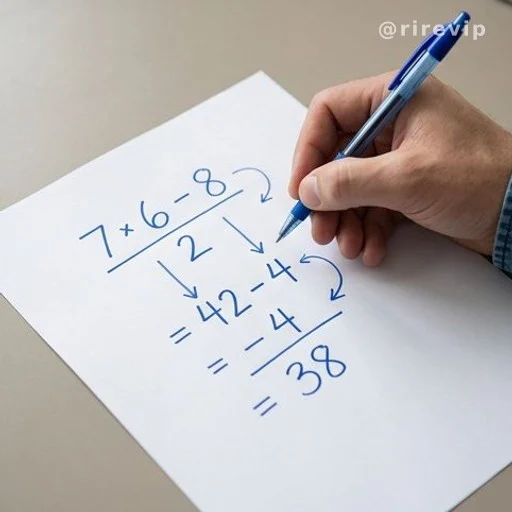 Step-by-step arithmetic calculation written by hand on white paper