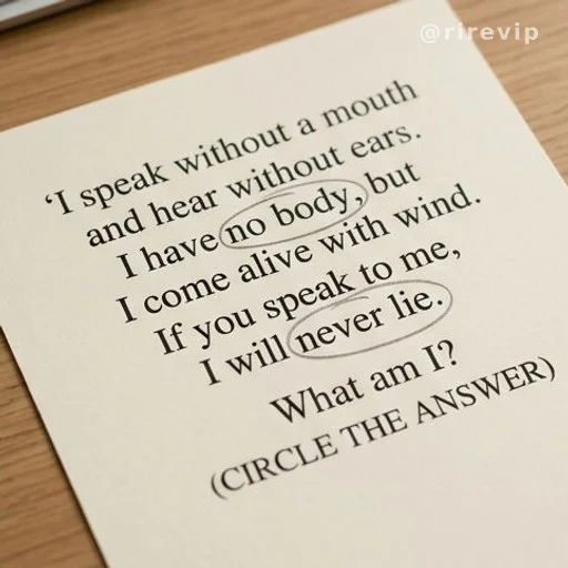 Printed riddle text with key word circled, highlighting wordplay in logic puzzle