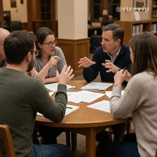 People gathered around a table solving a puzzle together