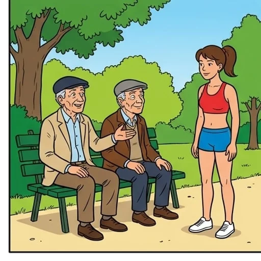 Two old men on a park bench start keeping score - illustration 3
