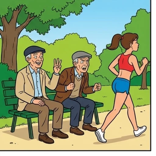 Two old men on a park bench start keeping score - illustration 4
