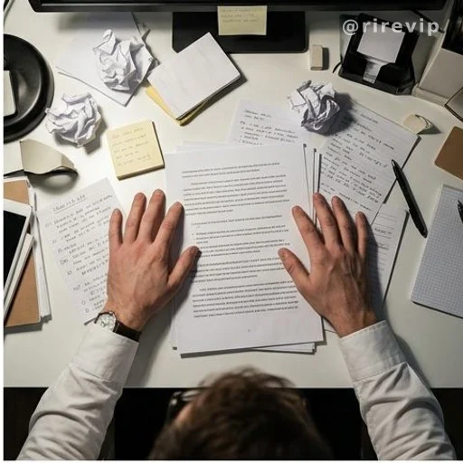 Stressed hands on a cluttered desk symbolising mental pressure and cognitive overload